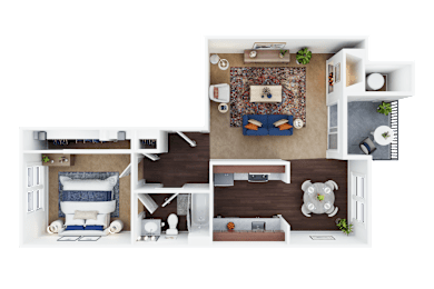 Cabernet floor plan 1 bed 1 bath 706 sq. ft at Folsom Ranch, Folsom, CA, 95630